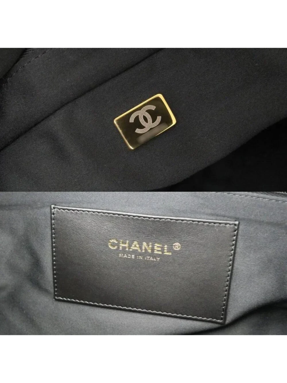Chanel Shopping Bag As5740 Black Gold Hardware Shiny Lambskin